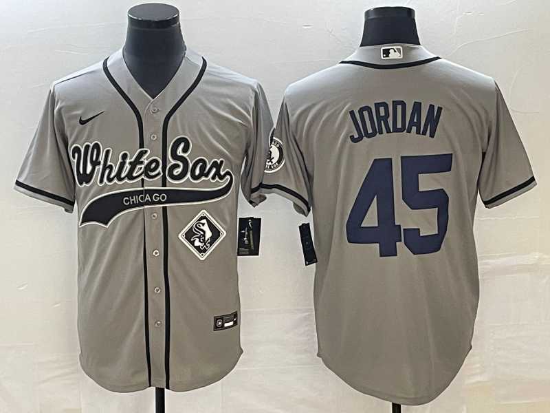 Men%27s Chicago White Sox #45 Michael Jordan Grey Cool Base Stitched Baseball Jersey